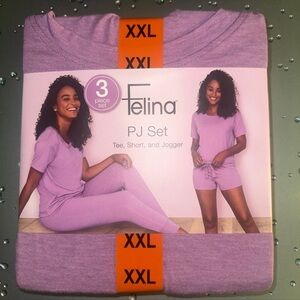 Felina Purple PJ Set - Tee, Short, and Jogger
